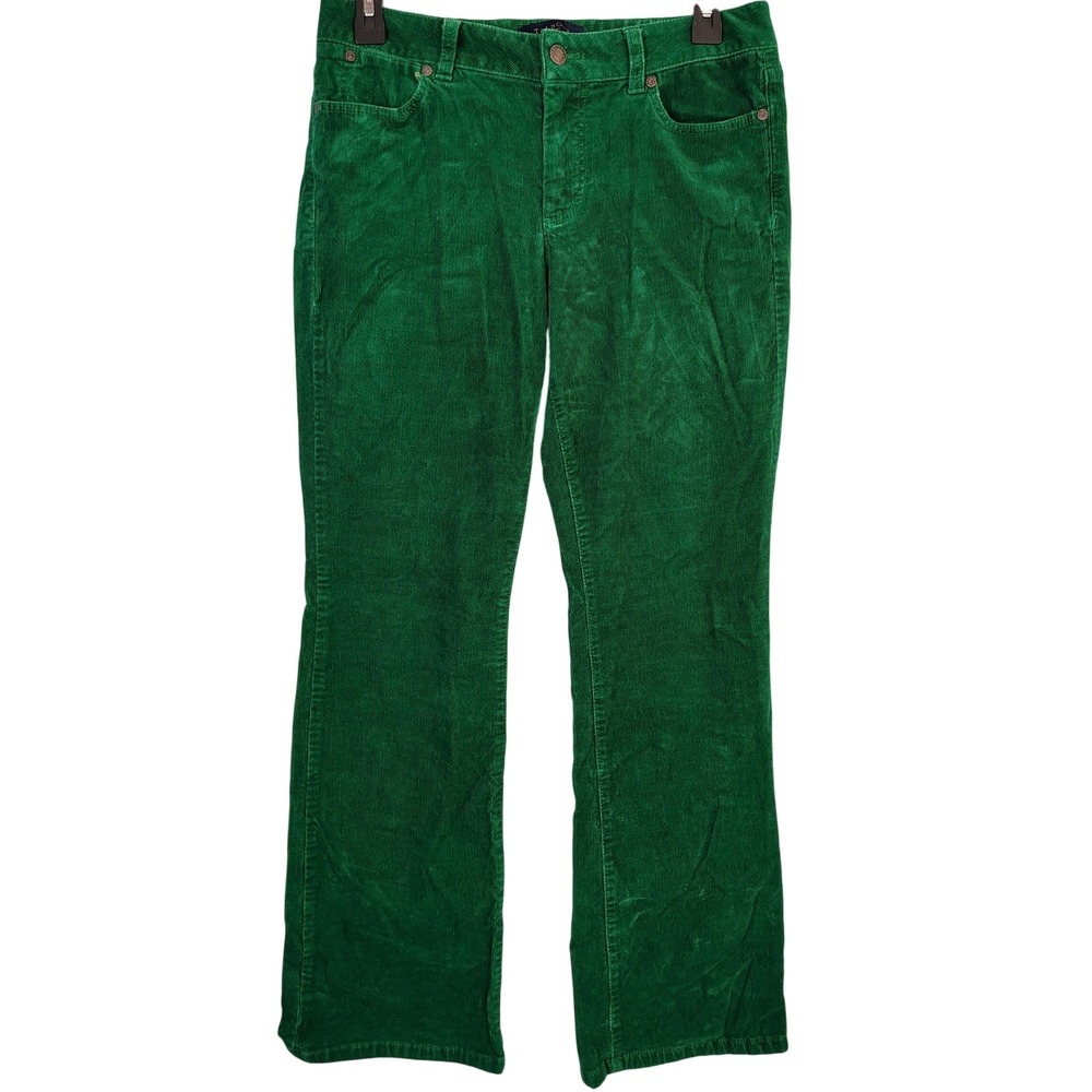 Talbots Petites Curvy Straight Leg Corduroy Pants Green 6P Stretch 05/12 fun - Picture 1 of 11